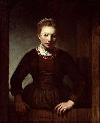 Samuel van hoogstraten Woman at a dutch door Spain oil painting artist